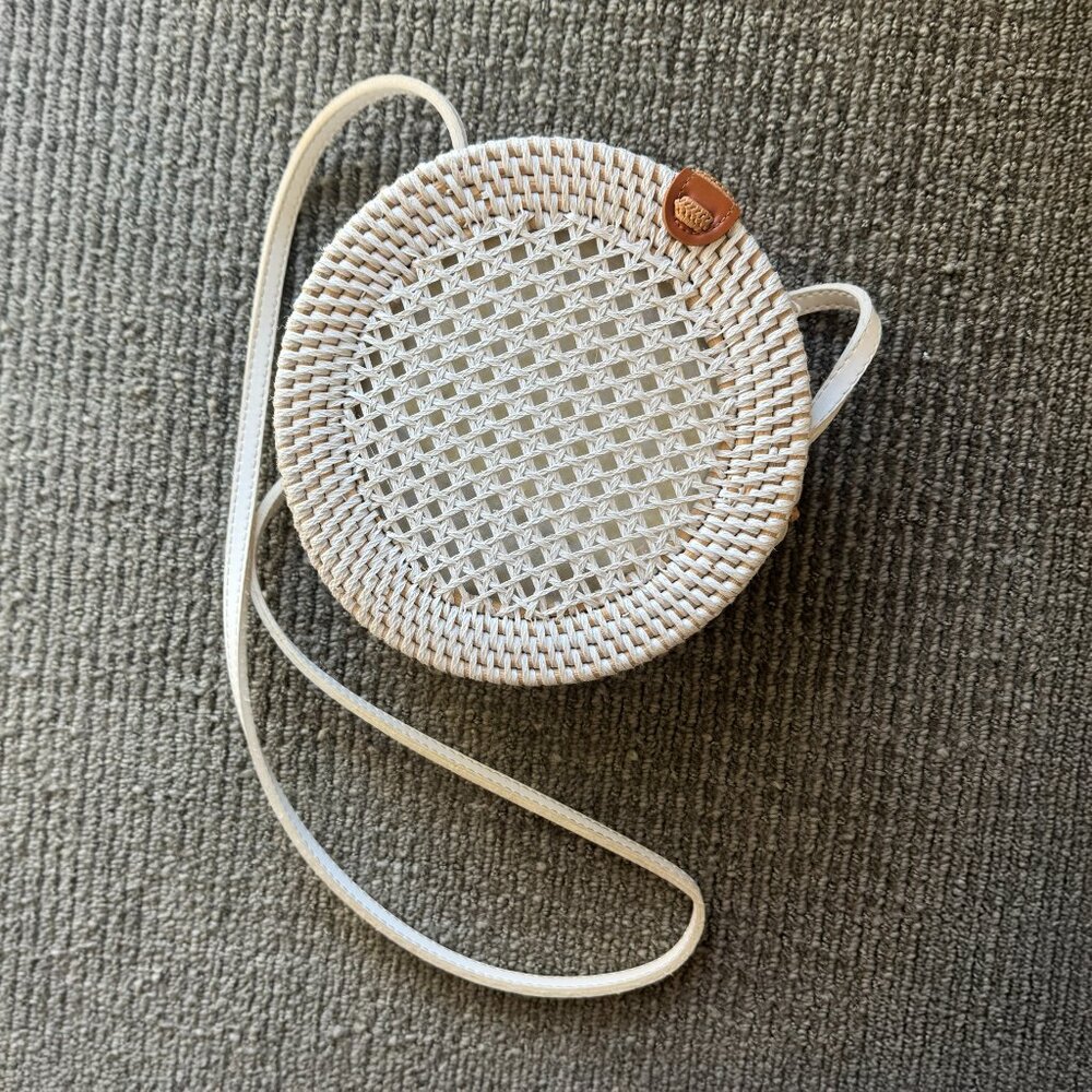 Circle basket bag - woven boho white - Anthropologie